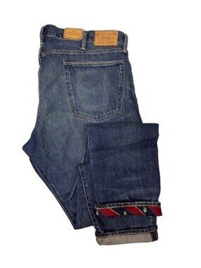 NWT Polo Ralph Lauren Sullivan Slim Crop Jeans Mens 42X32 Blue Crest Lined Cuff